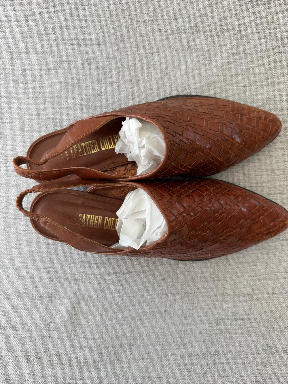 Vintage Woven Leather Slingback Mules | The Leather Collection | Made in Brazil - Picture 3 of 7